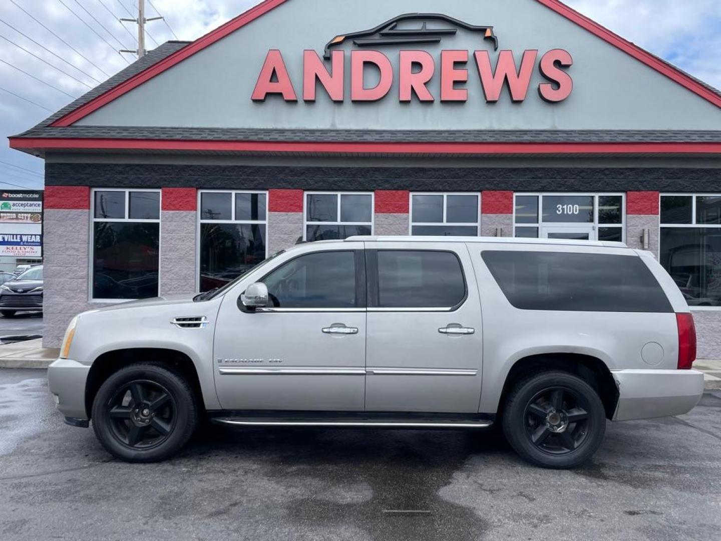 2007 GOLD CADILLAC ESCALADE ESV (1GYFK66887R) with an 6.2L engine, Automatic transmission, located at 3100 Covert Avenue, Evansville, IN, 47714, (812) 473-4492, 37.955418, -87.512238 - The ''Check Suspension'' light is on due to an electical error, the suspension is safely working. - Photo#0