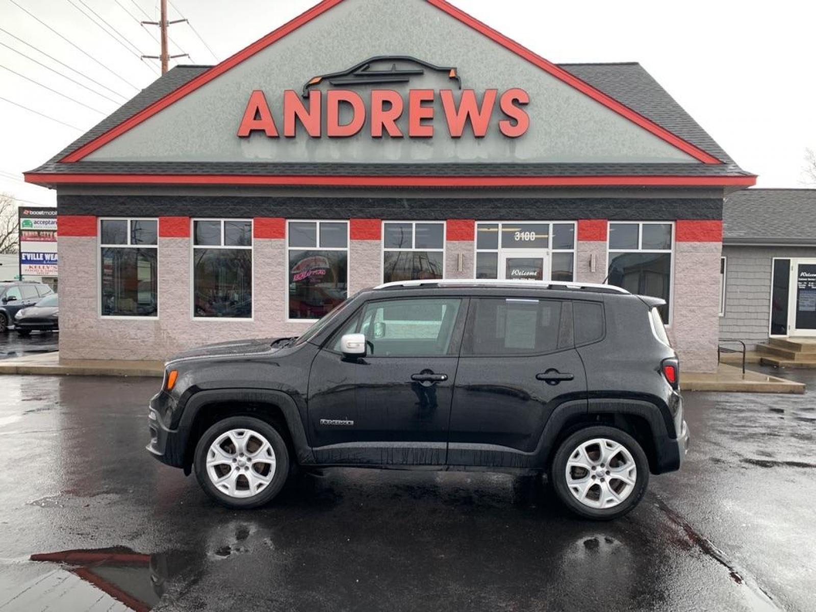2015 BLACK JEEP RENEGADE LIMITED (ZACCJBDT0FP) with an 2.4L engine, Automatic transmission, located at 3100 Covert Avenue, Evansville, IN, 47714, (812) 473-4492, 37.955418, -87.512238 - Photo #0