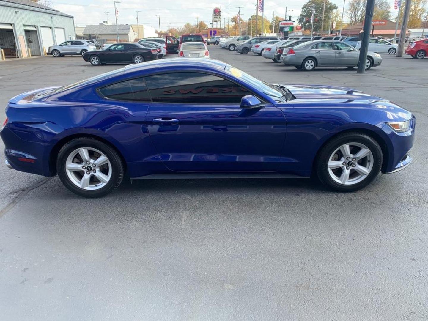 2015 BLUE FORD MUSTANG (1FA6P8TH9F5) with an 2.3L engine, Automatic transmission, located at 3100 Covert Avenue, Evansville, IN, 47714, (812) 473-4492, 37.955418, -87.512238 - Photo#1