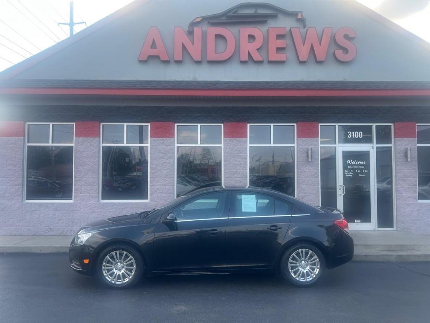 2012 BLACK CHEVROLET CRUZE ECO (1G1PJ5SC6C7) with an 1.4L engine, Automatic transmission, located at 3100 Covert Avenue, Evansville, IN, 47714, (812) 473-4492, 37.955418, -87.512238 - Photo#0