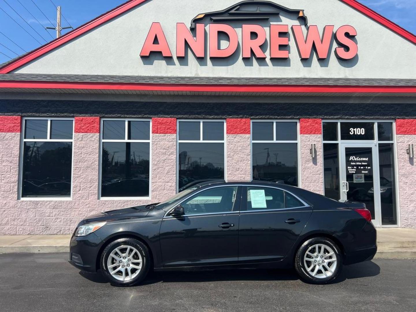 2013 BLACK CHEVROLET MALIBU 1LT (1G11D5RR6DF) with an 2.4L engine, Automatic transmission, located at 3100 Covert Avenue, Evansville, IN, 47714, (812) 473-4492, 37.955418, -87.512238 - Photo#0