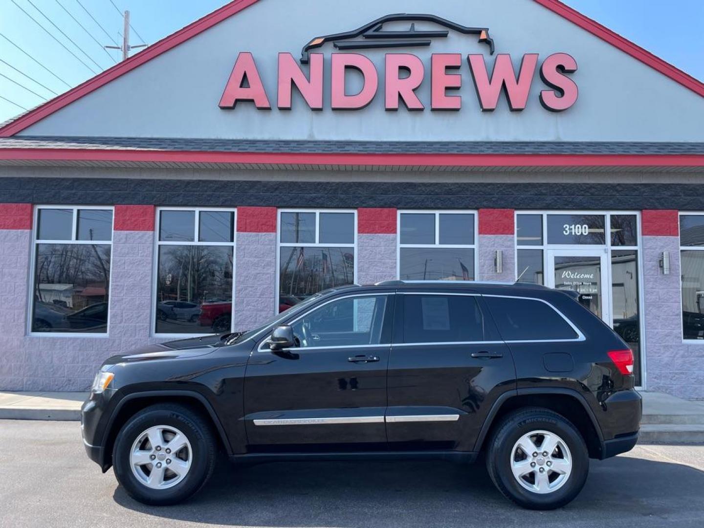 2012 BLACK JEEP GRAND CHEROKEE LAREDO (1C4RJFAG5CC) with an 3.6L engine, Automatic transmission, located at 3100 Covert Avenue, Evansville, IN, 47714, (812) 473-4492, 37.955418, -87.512238 - Photo#0