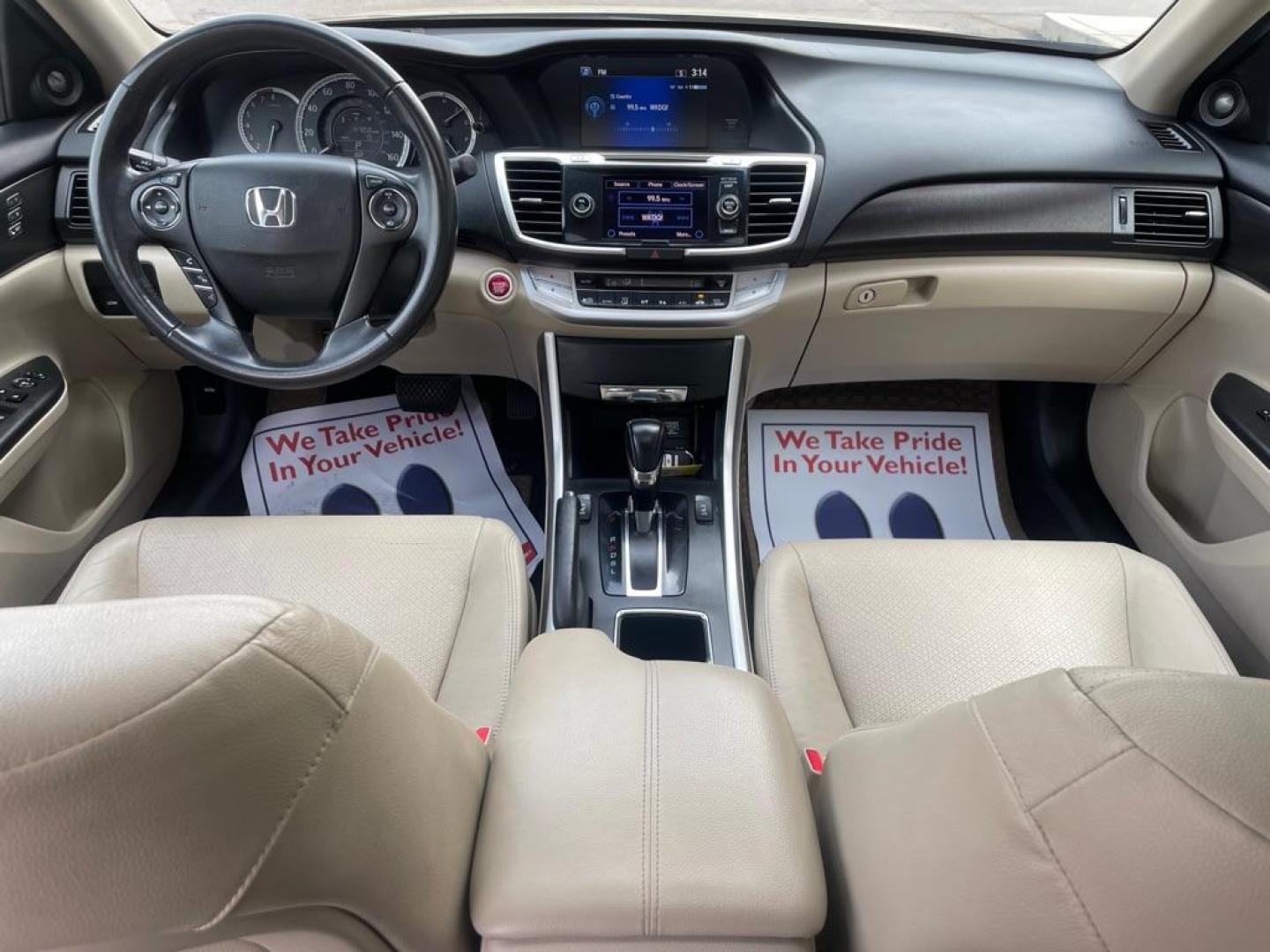 2013 GOLD HONDA ACCORD EXL (1HGCR2F8XDA) with an 2.4L engine, Continuously Variable transmission, located at 3100 Covert Avenue, Evansville, IN, 47714, (812) 473-4492, 37.955418, -87.512238 - Photo#4