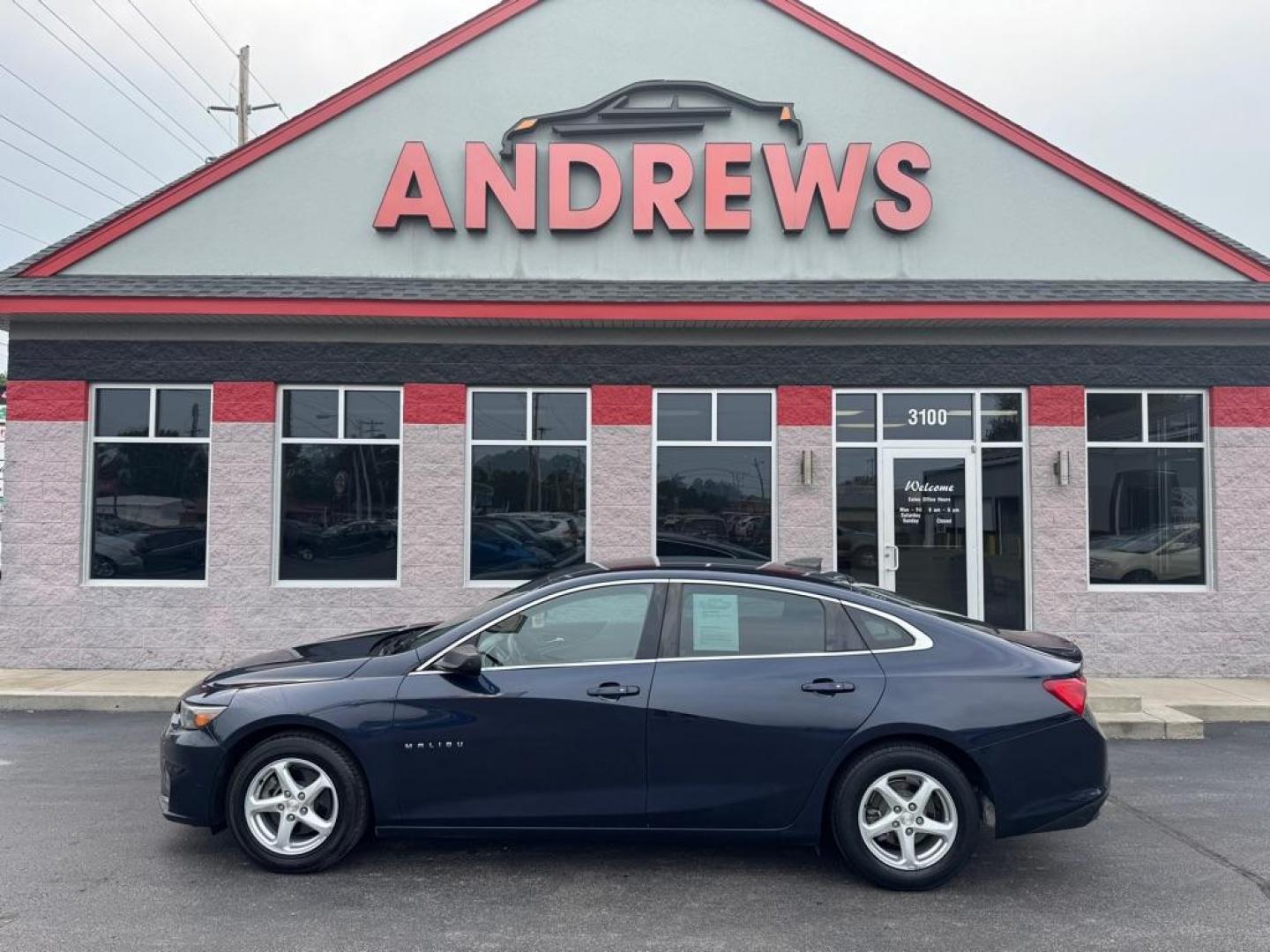 2017 BLUE CHEVROLET MALIBU LS (1G1ZB5ST8HF) with an 1.5L engine, Automatic transmission, located at 3100 Covert Avenue, Evansville, IN, 47714, (812) 473-4492, 37.955418, -87.512238 - Photo#0