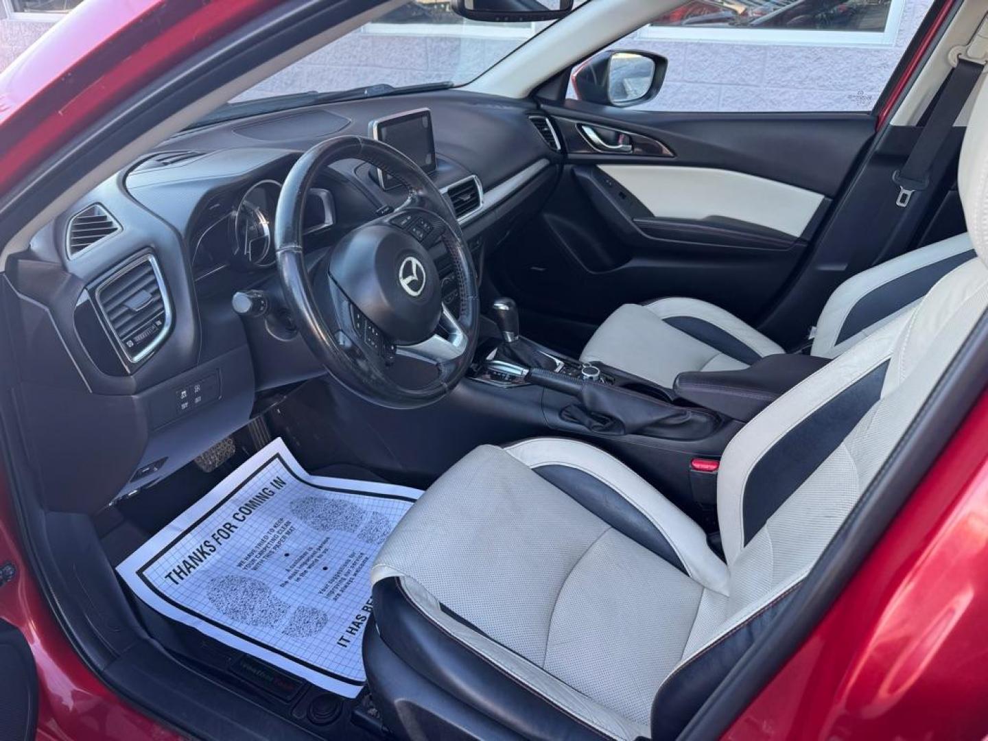 2016 RED MAZDA 3 GRAND TOURING (JM1BM1X35G1) with an 2.5L engine, Automatic transmission, located at 3100 Covert Avenue, Evansville, IN, 47714, (812) 473-4492, 37.955418, -87.512238 - Photo#4