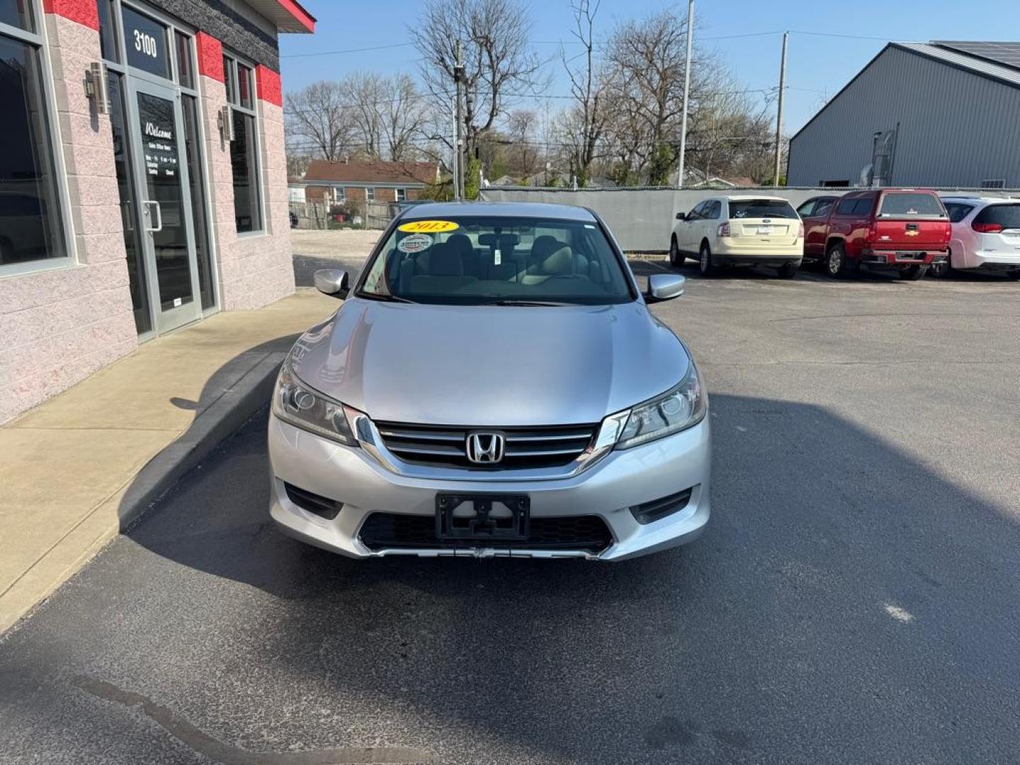 2013 SILVER HONDA ACCORD LX (1HGCR2F38DA) with an 2.4L engine, Continuously Variable transmission, located at 3100 Covert Avenue, Evansville, IN, 47714, (812) 473-4492, 37.955418, -87.512238 - Photo#1