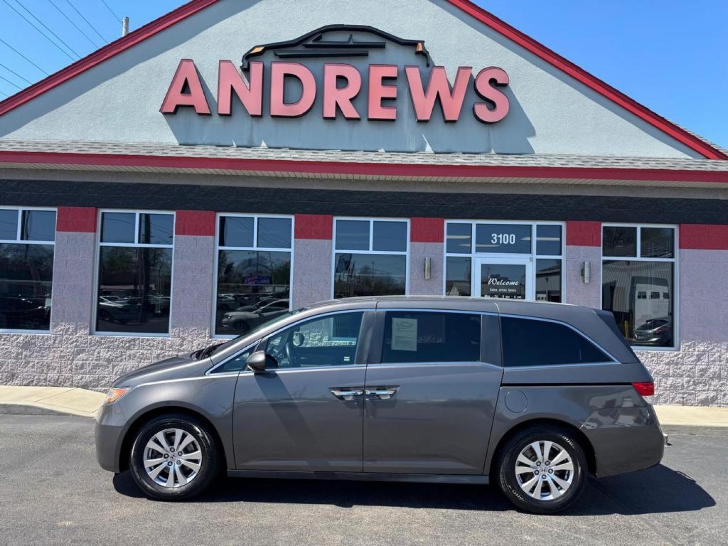 2016 GRAY HONDA ODYSSEY EX (5FNRL5H46GB) with an 3.5L engine, Automatic transmission, located at 3100 Covert Avenue, Evansville, IN, 47714, (812) 473-4492, 37.955418, -87.512238 - Photo#0